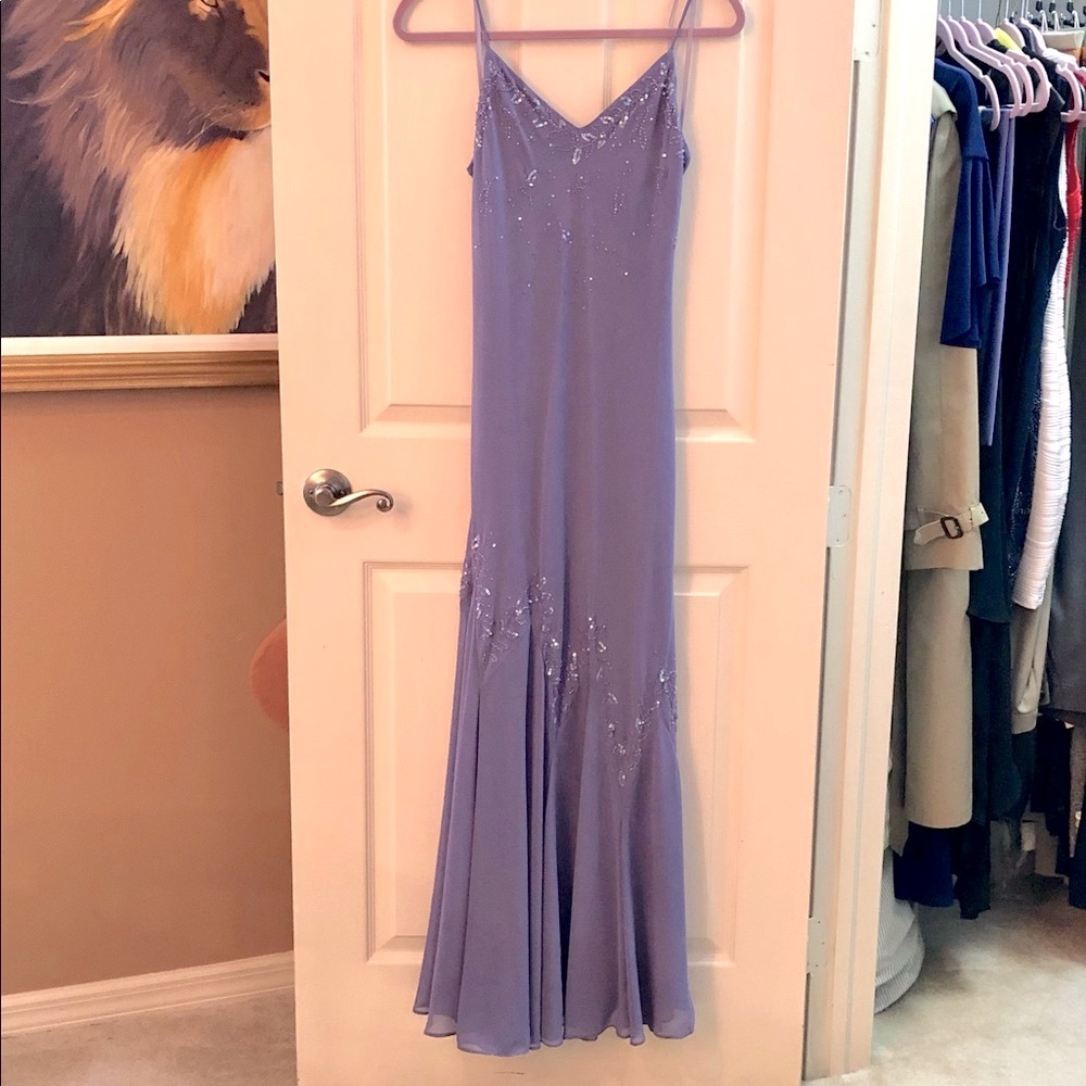 Beautiful lilac beaded camisole gown with scarf. Excellent condition.